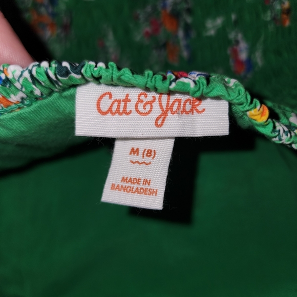 Cat & Jack Green Smocked Floral Dress - Picture 2 of 3